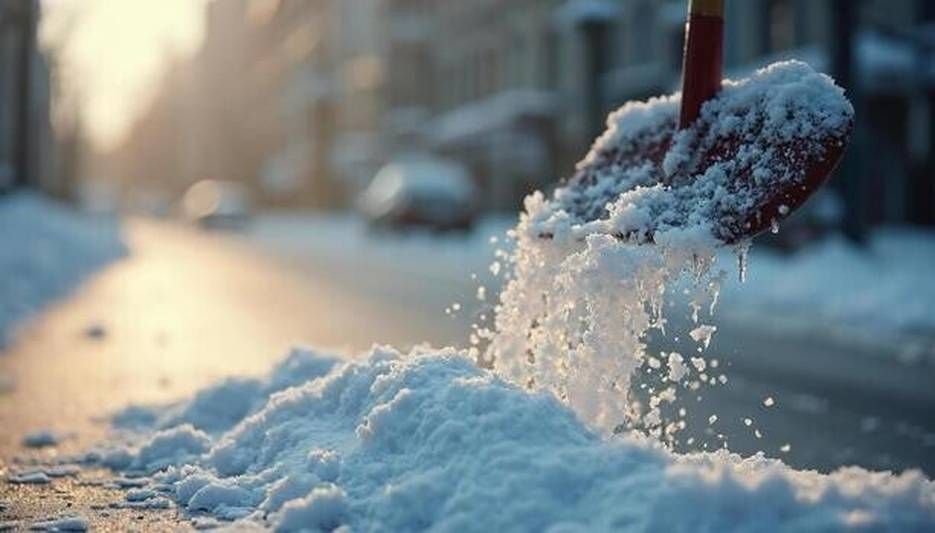 a shovel is being used to clear snow from the street free photo high (1)